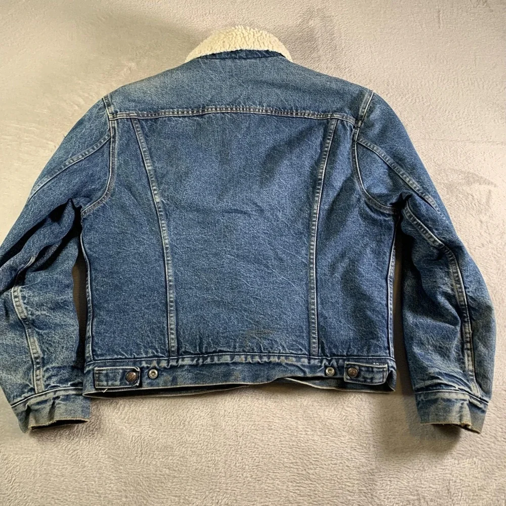 Vintage Levi's Sherpa Trucker Jacket Mens 42R Blue Denim Made USA 80s 70608 0216